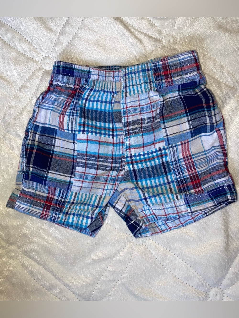 Baby Boy  Plaid Patchwork Shorts in Blue